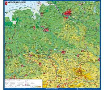 Niedersachsen physisch Stoffkarte