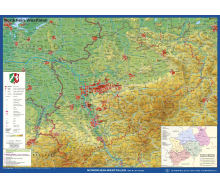 Nordrhein-Westfallen physisch Stoffkarte