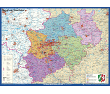 Nordrhein-Westfallen politisch Stoffkarte